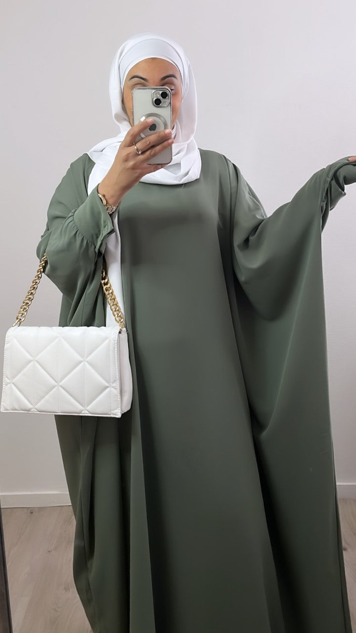 Abaya manche papillon verte