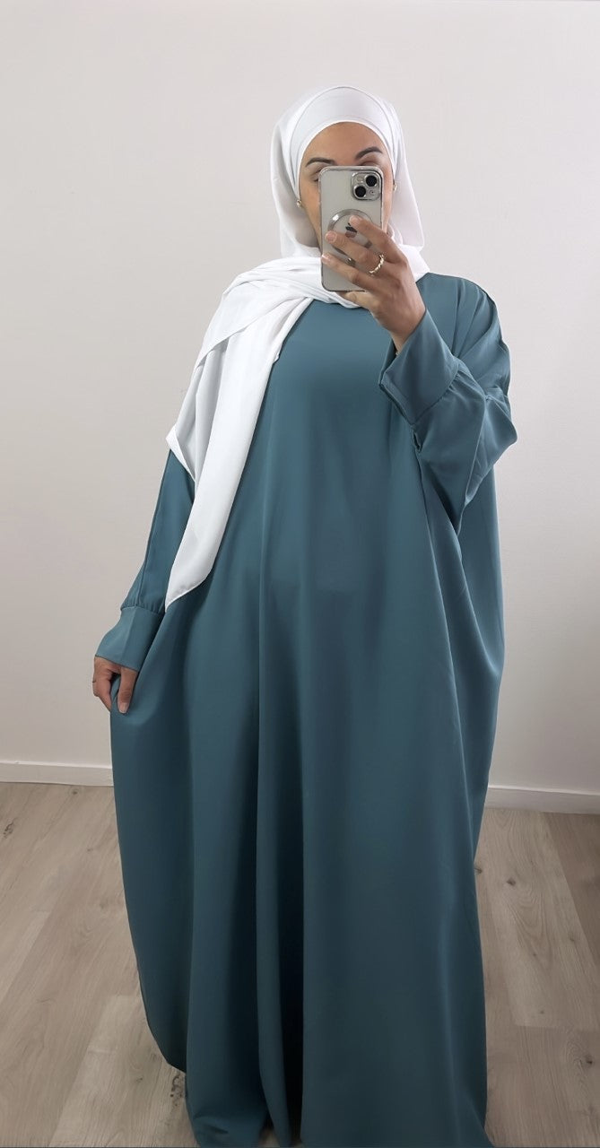 Abaya manche papillon bleu