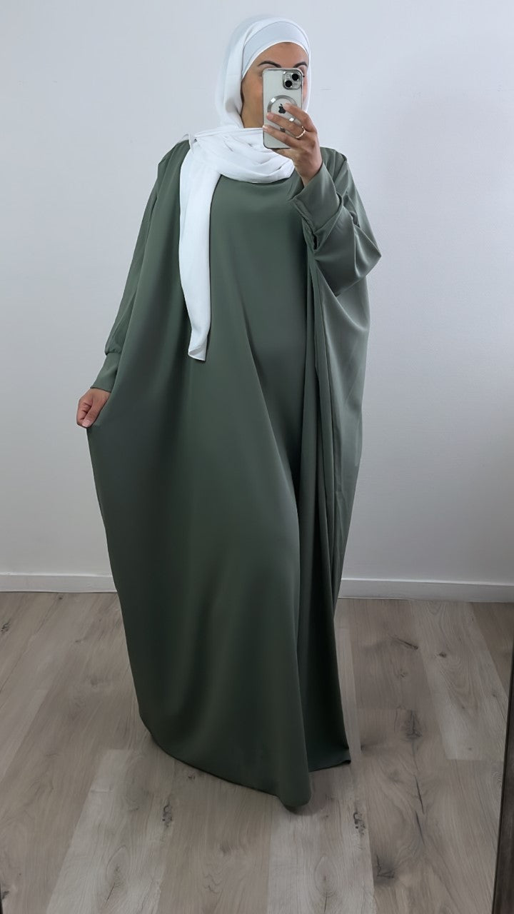 Abaya manche papillon verte